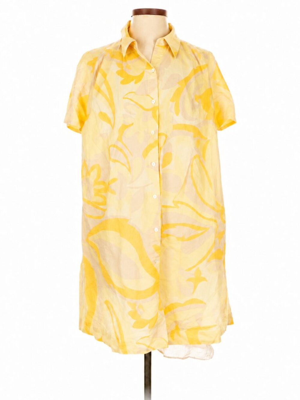 1.STATE Yellow Floral Cotton Lined Shirt Dress Size Small